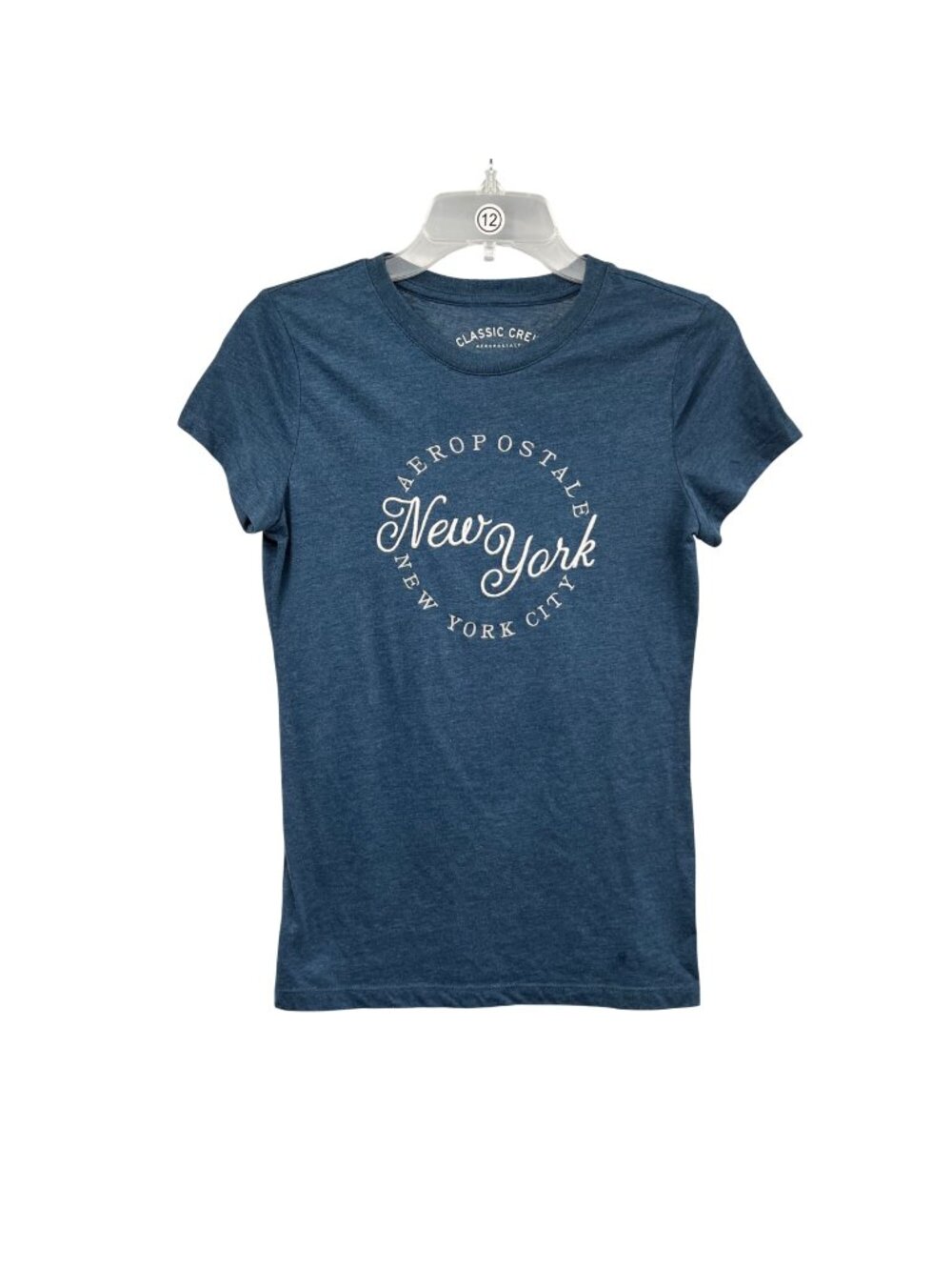 Aeropostale Classic Crew T-Shirt Embroidered New York Blue/White Size Medium